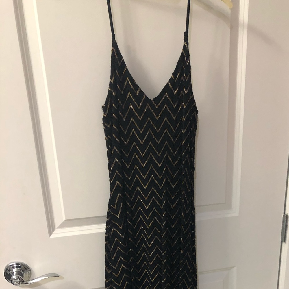 Black and gold chevron dress